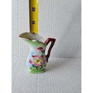 Occupied Japan Floral Pitcher Vase Hand Painted Bud‎ Vase Small Decor